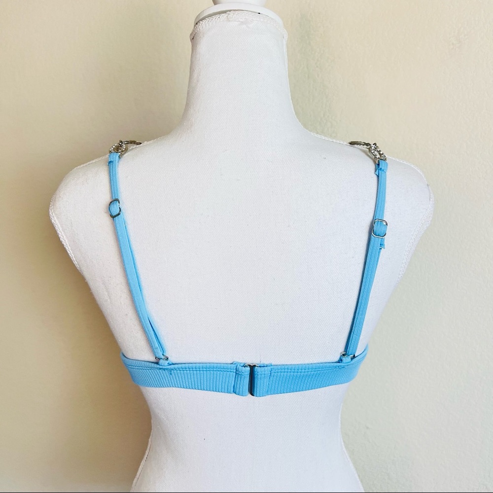 Baby Blue High Waist Rhinestone Embellished Bikini Set - Picture 8 of 8